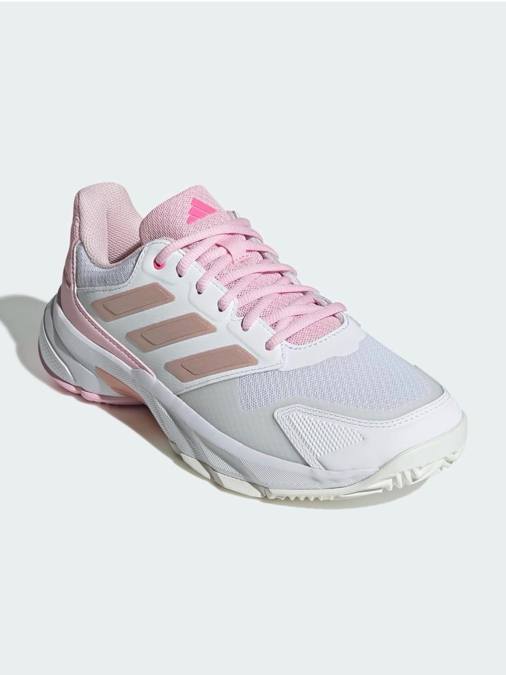 adidas Women's Pink and White Athletic Sneakers- Courtjam3